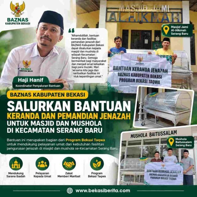 BAZNAS Kabupaten Bekasi Salurkan Bantuan Keranda dan Pemandian Jenazah untuk Masjid dan Mushola di Serang Baru