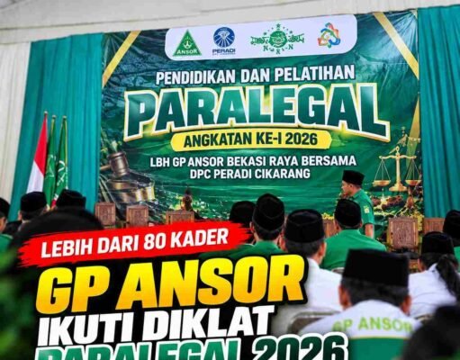 Diklat Paralegal GP Ansor Bekasi Raya Perkuat Kapasitas Kader dan Akses Keadilan di Bekasi Poster Pelatihan Paralegal GP Ansor 2026